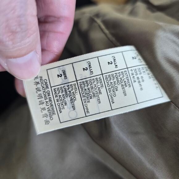 Max Studio Y2K Babydoll Long Blazer Jacket Brown Size M Velvet Trim Wool Retro - Picture 7 of 11